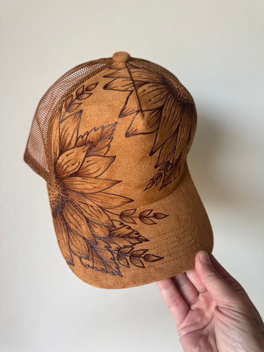 Sun-kissed Petals Burned Trucker Hat