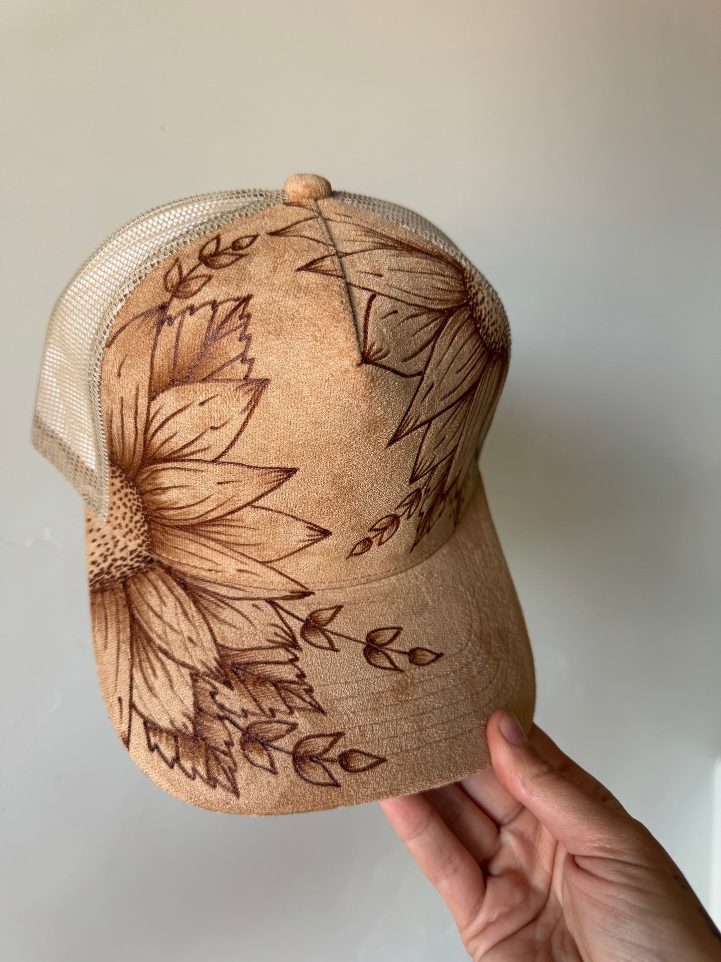 Sun-kissed Petals Burned Trucker Hat