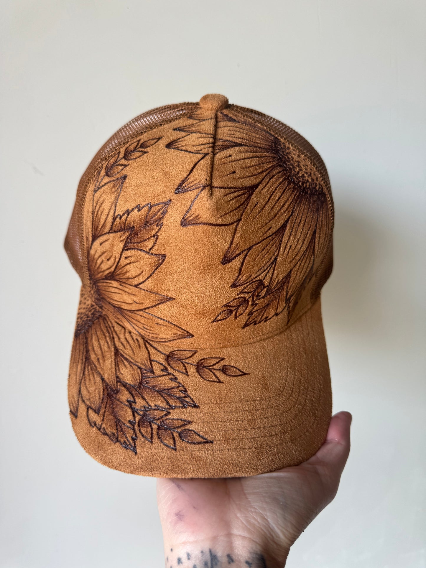 Sun-kissed Petals Burned Trucker Hat